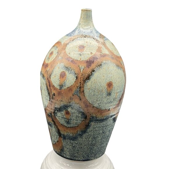 Studio Artist Pottery Vase From Sun Valley ID Signed G Webster Blue Green 11"H - Picture 1 of 7